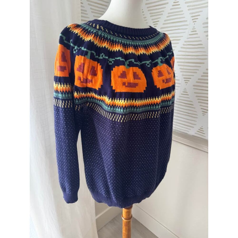 ModCloth Medium Give ‘Em Pumpkin to Talk About Fair Isle Sweater Halloween - Picture 5 of 5